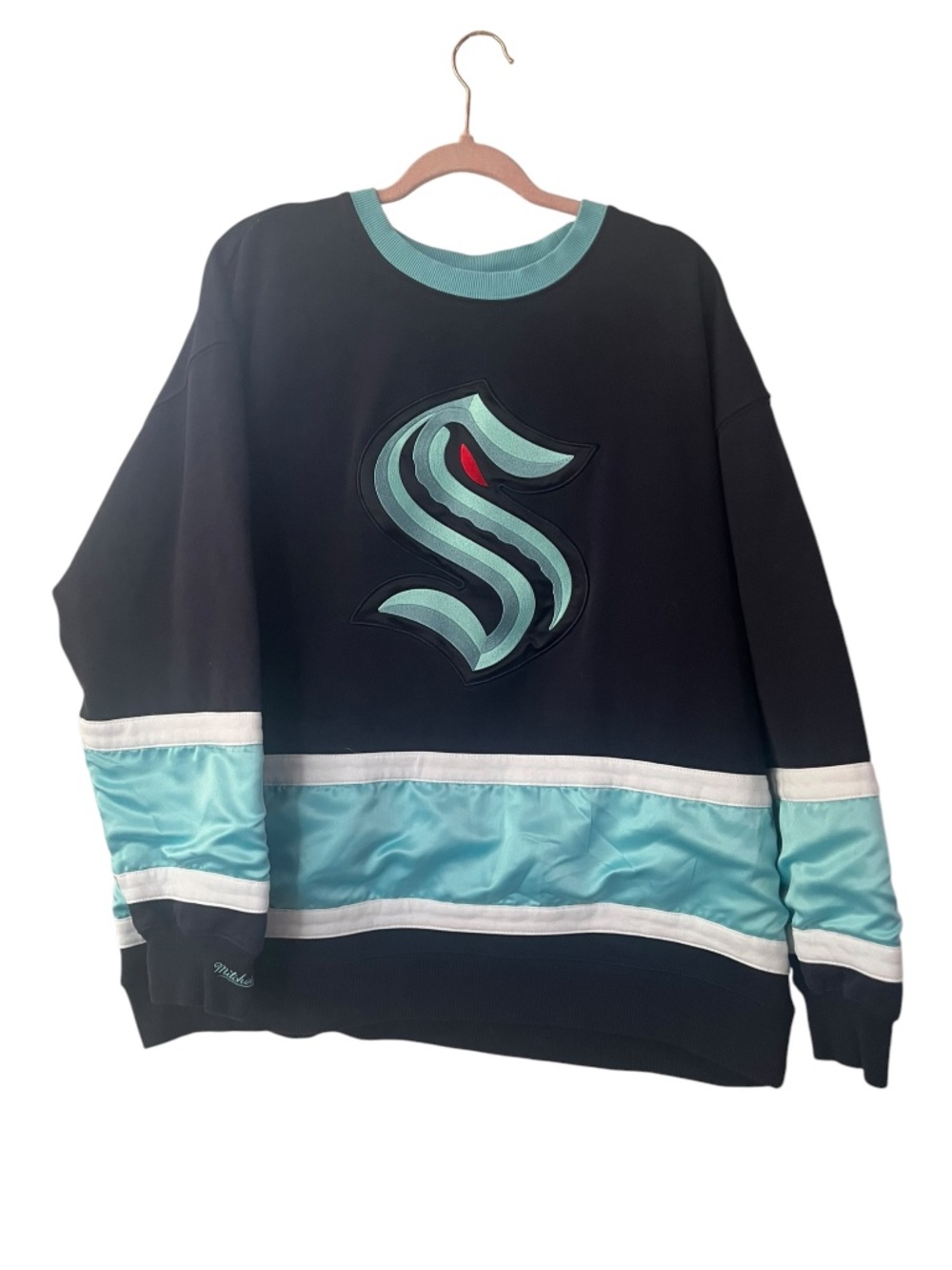 Mitchell & Ness Seattle Kraken Hockey NHL Blue Fleece Pullover Sweatshirt SZ XL
